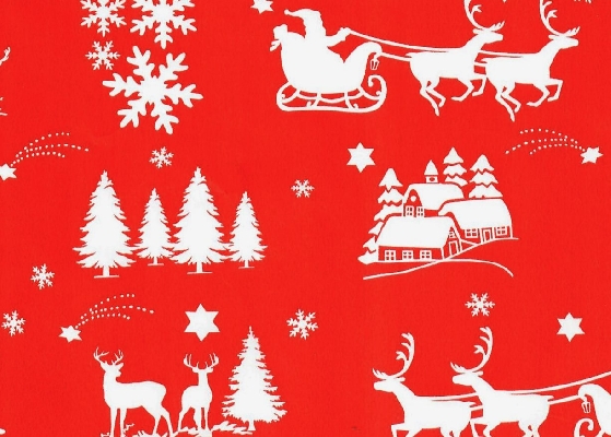 PAPEL DE REGALO PREMIUM TRINEO NAVIDEÑO ROJO